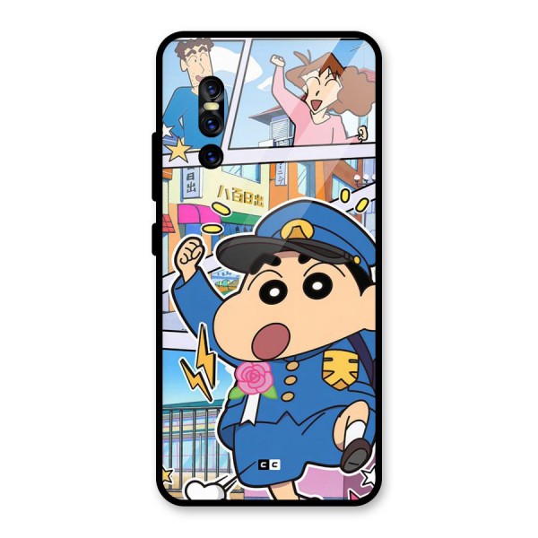 Officer Shinchan Glass Back Case for Vivo V15 Pro