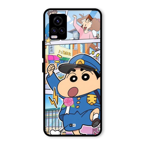 Officer Shinchan Glass Back Case for Vivo V20