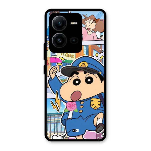 Officer Shinchan Glass Back Case for Vivo V25