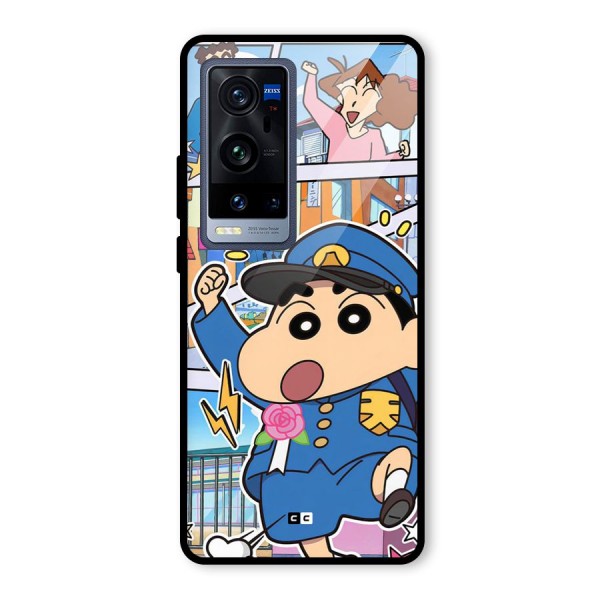 Officer Shinchan Glass Back Case for Vivo X60 Pro Plus