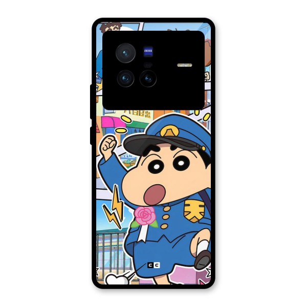 Officer Shinchan Glass Back Case for Vivo X80