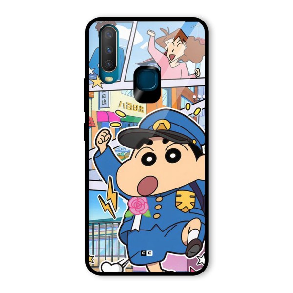 Officer Shinchan Glass Back Case for Vivo Y12