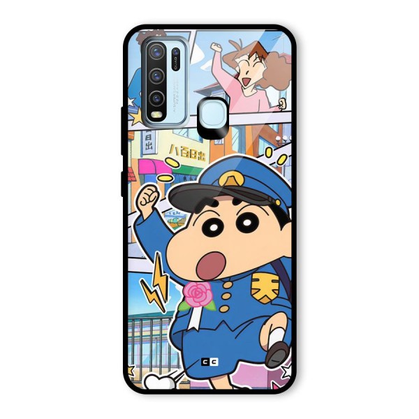 Officer Shinchan Glass Back Case for Vivo Y50