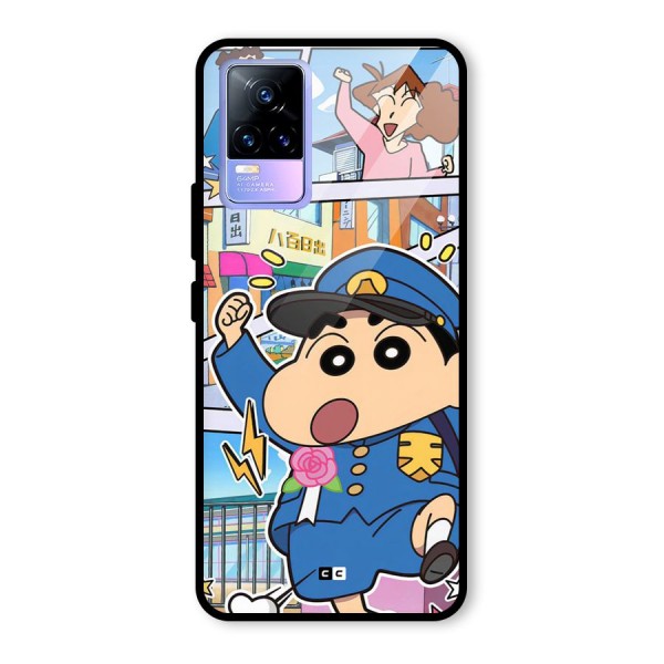 Officer Shinchan Glass Back Case for Vivo Y73