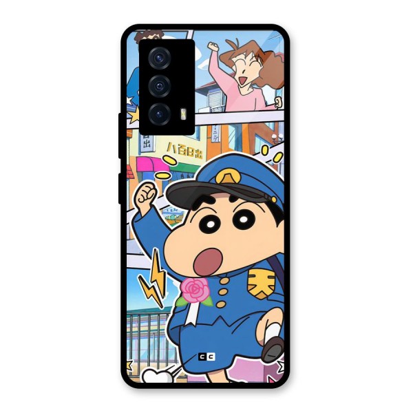 Officer Shinchan Glass Back Case for Vivo iQOO Z5