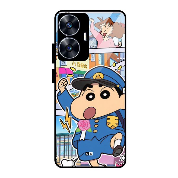 Officer Shinchan Glass Back Case for realme C55