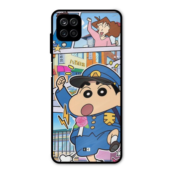 Officer Shinchan Metal Back Case for Galaxy A12