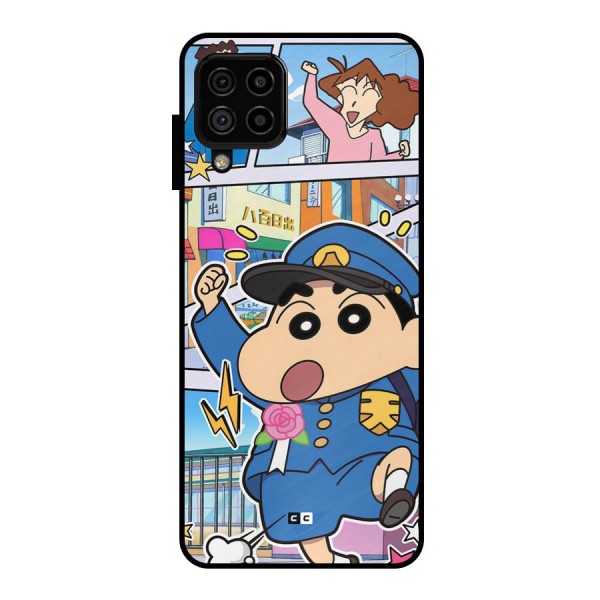 Officer Shinchan Metal Back Case for Galaxy A22 4G