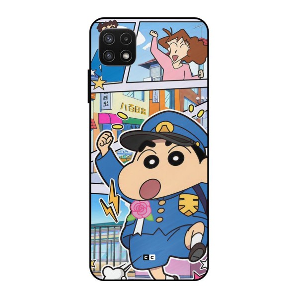 Officer Shinchan Metal Back Case for Galaxy A22 5G