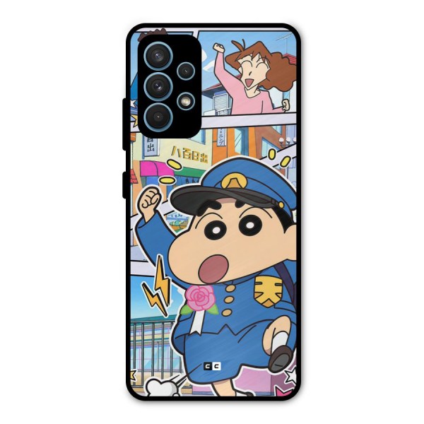 Officer Shinchan Metal Back Case for Galaxy A32