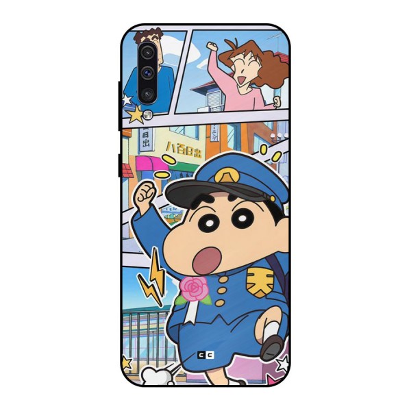 Officer Shinchan Metal Back Case for Galaxy A50