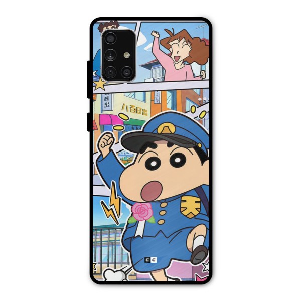 Officer Shinchan Metal Back Case for Galaxy A71