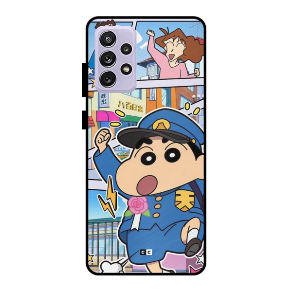 Officer Shinchan Metal Back Case for Galaxy A72