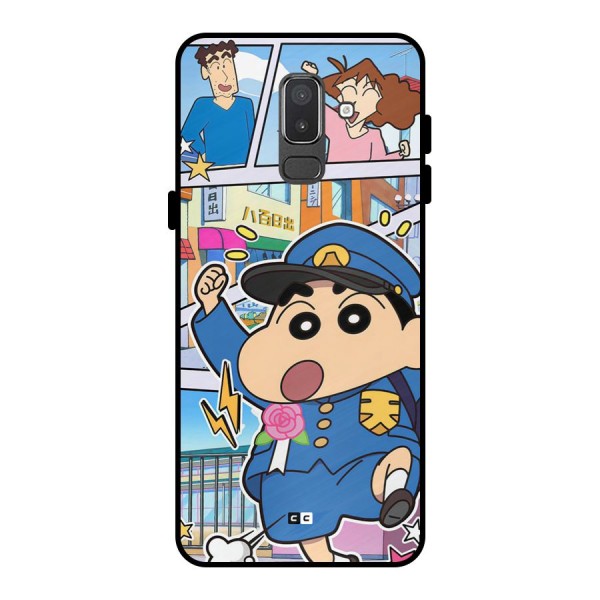 Officer Shinchan Metal Back Case for Galaxy On8 (2018)