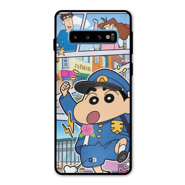 Officer Shinchan Metal Back Case for Galaxy S10