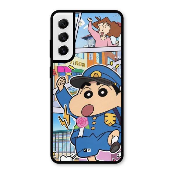 Officer Shinchan Metal Back Case for Galaxy S21 FE 5G