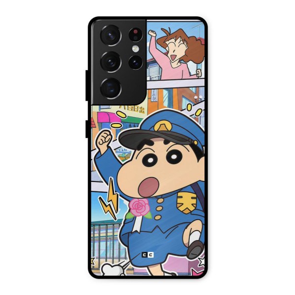 Officer Shinchan Metal Back Case for Galaxy S21 Ultra 5G