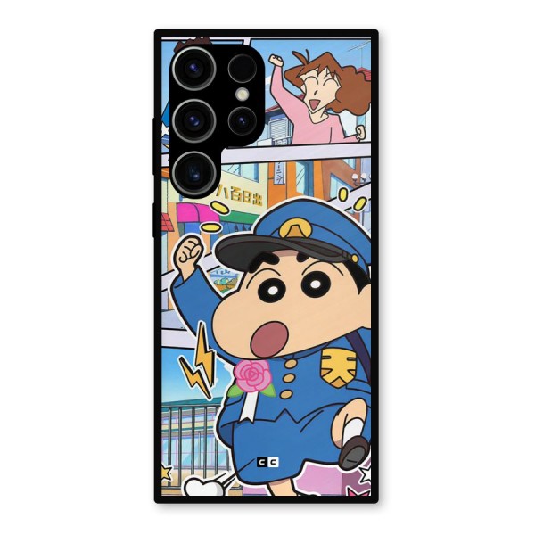 Officer Shinchan Metal Back Case for Galaxy S23 Ultra