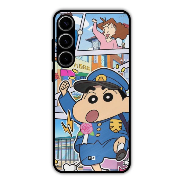 Officer Shinchan Metal Back Case for Galaxy S24 Plus