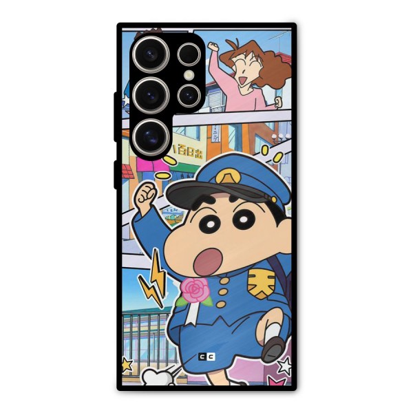 Officer Shinchan Metal Back Case for Galaxy S24 Ultra