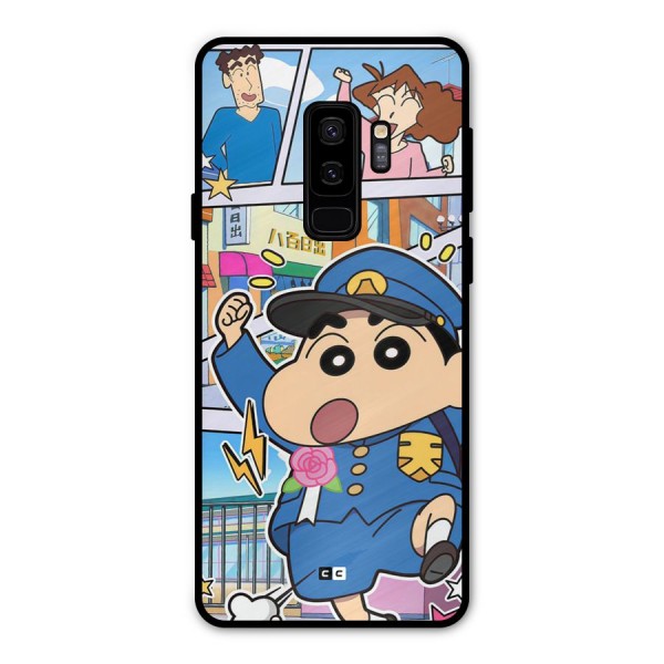 Officer Shinchan Metal Back Case for Galaxy S9 Plus