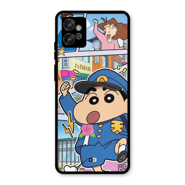 Officer Shinchan Metal Back Case for Moto G32