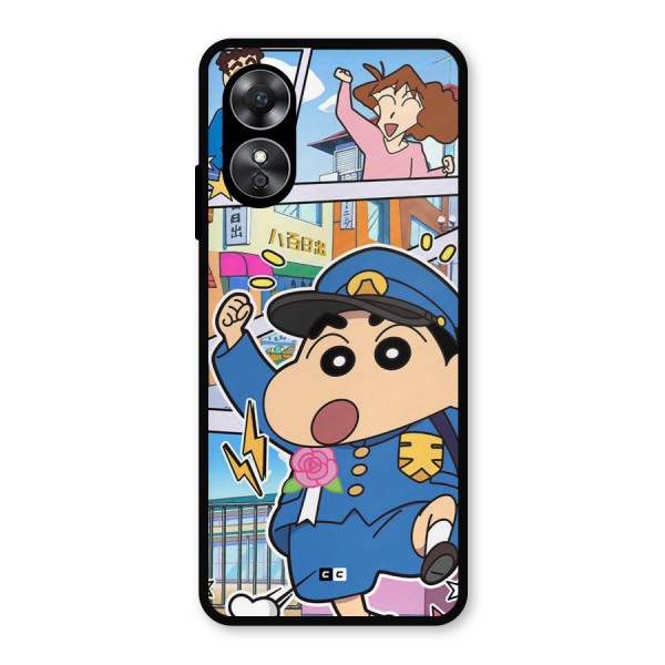 Officer Shinchan Metal Back Case for Oppo A17