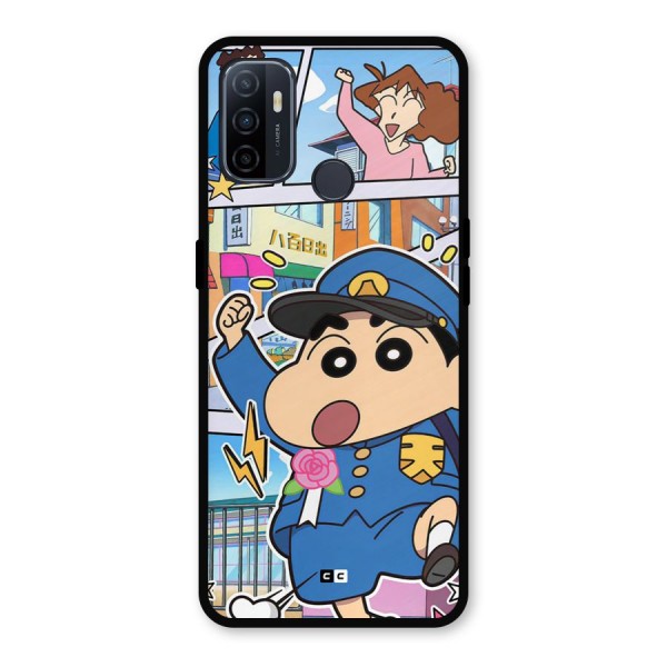 Officer Shinchan Metal Back Case for Oppo A53