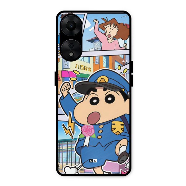 Officer Shinchan Metal Back Case for Oppo A78 5G