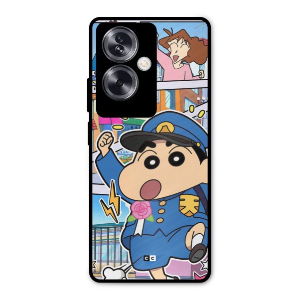 Officer Shinchan Metal Back Case for Oppo A79 5G