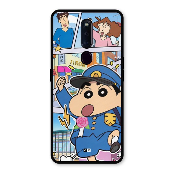 Officer Shinchan Metal Back Case for Oppo F11 Pro