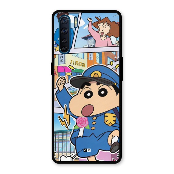 Officer Shinchan Metal Back Case for Oppo F15