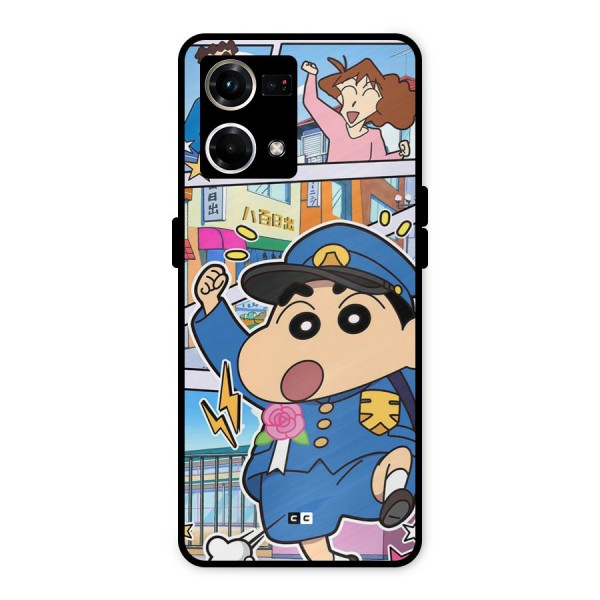 Officer Shinchan Metal Back Case for Oppo F21 Pro 4G