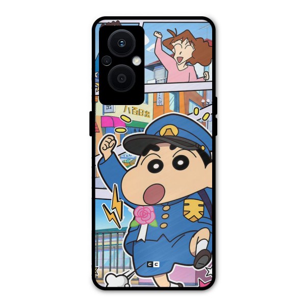 Officer Shinchan Metal Back Case for Oppo F21s Pro 5G