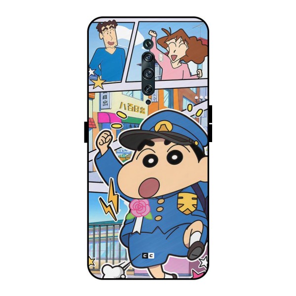 Officer Shinchan Metal Back Case for Oppo Reno2 F