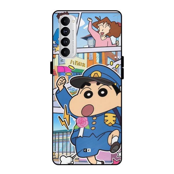 Officer Shinchan Metal Back Case for Oppo Reno4 Pro