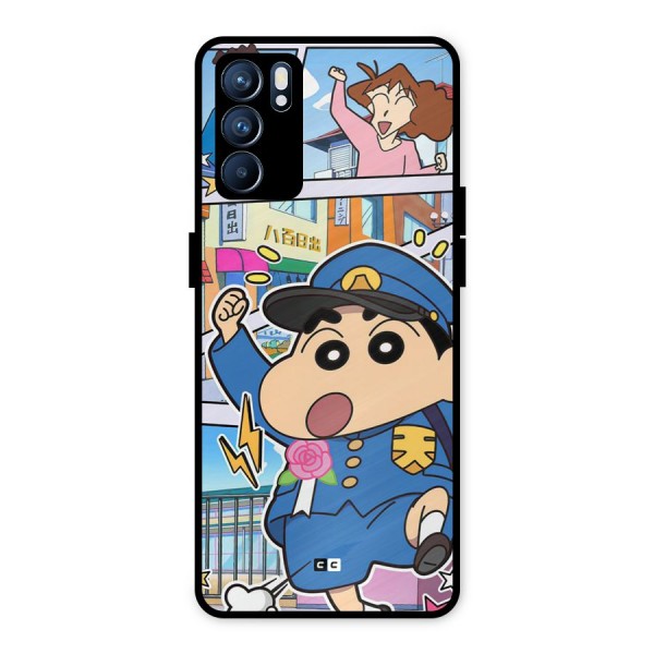 Officer Shinchan Metal Back Case for Oppo Reno6 5G