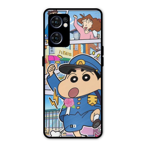 Officer Shinchan Metal Back Case for Oppo Reno7 5G