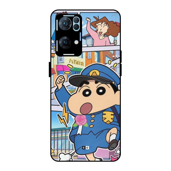 Officer Shinchan Metal Back Case for Oppo Reno7 Pro 5G