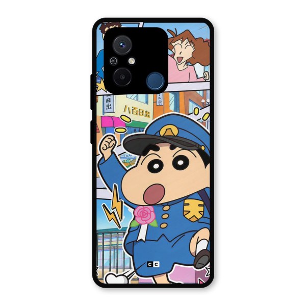 Officer Shinchan Metal Back Case for Poco C55