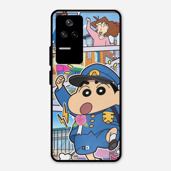 Officer Shinchan Metal Back Case for Poco F4 5G