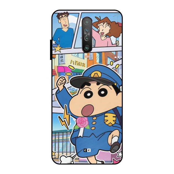 Officer Shinchan Metal Back Case for Poco X2