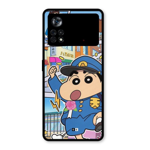 Officer Shinchan Metal Back Case for Poco X4 Pro 5G