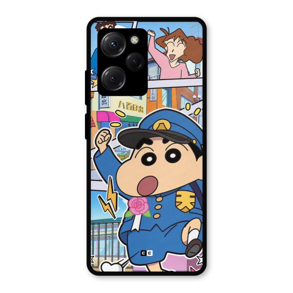 Officer Shinchan Metal Back Case for Poco X5 Pro