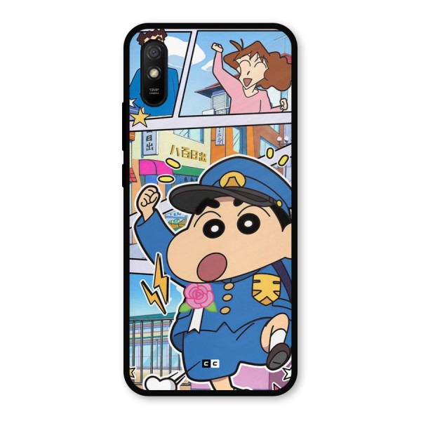 Officer Shinchan Metal Back Case for Redmi 9a