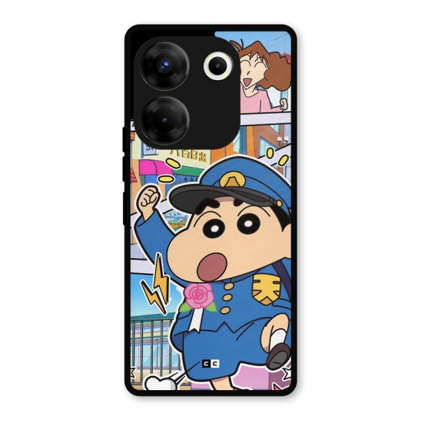 Officer Shinchan Metal Back Case for Tecno Camon 20