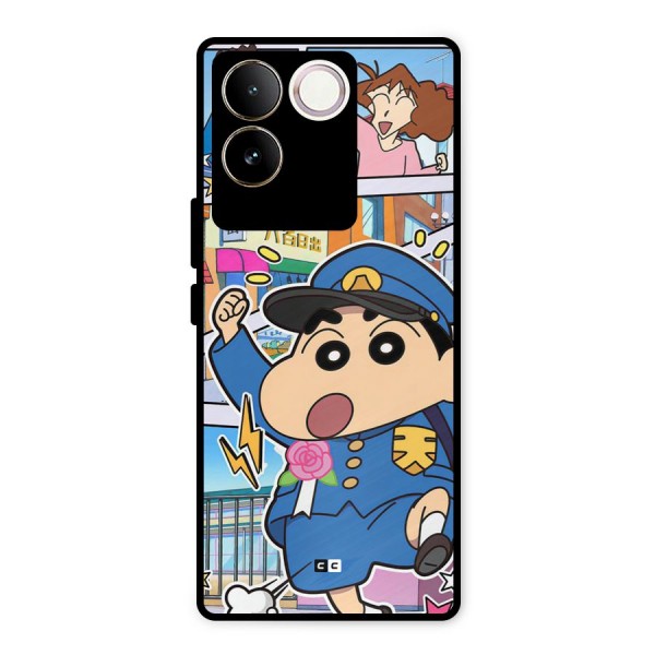 Officer Shinchan Metal Back Case for Vivo T2 Pro