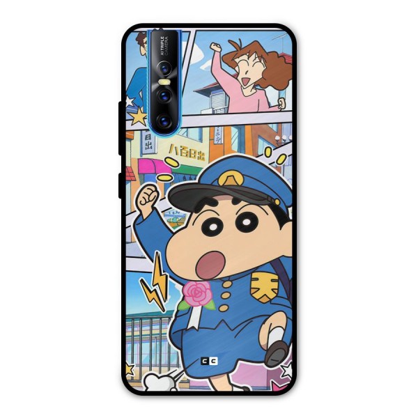 Officer Shinchan Metal Back Case for Vivo V15 Pro