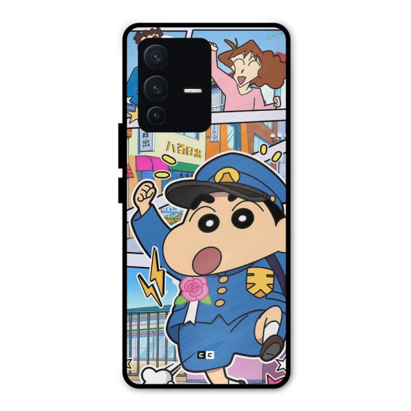 Officer Shinchan Metal Back Case for Vivo V23 Pro