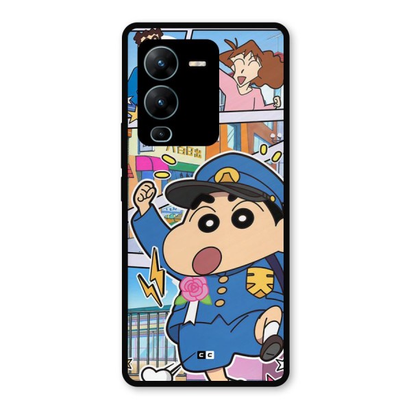 Officer Shinchan Metal Back Case for Vivo V25 Pro